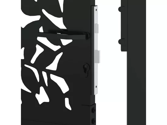 Portail de jardin noir 105x155 cm acier conception de feuilles
