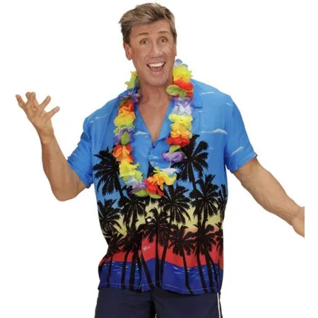 Widmann Hawaiihemd mit Palmen, blau, M/L