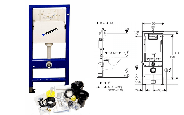 Geberit UP100 toiletset met Saniclear Jama randloze toiletpot incl softclose zitting
