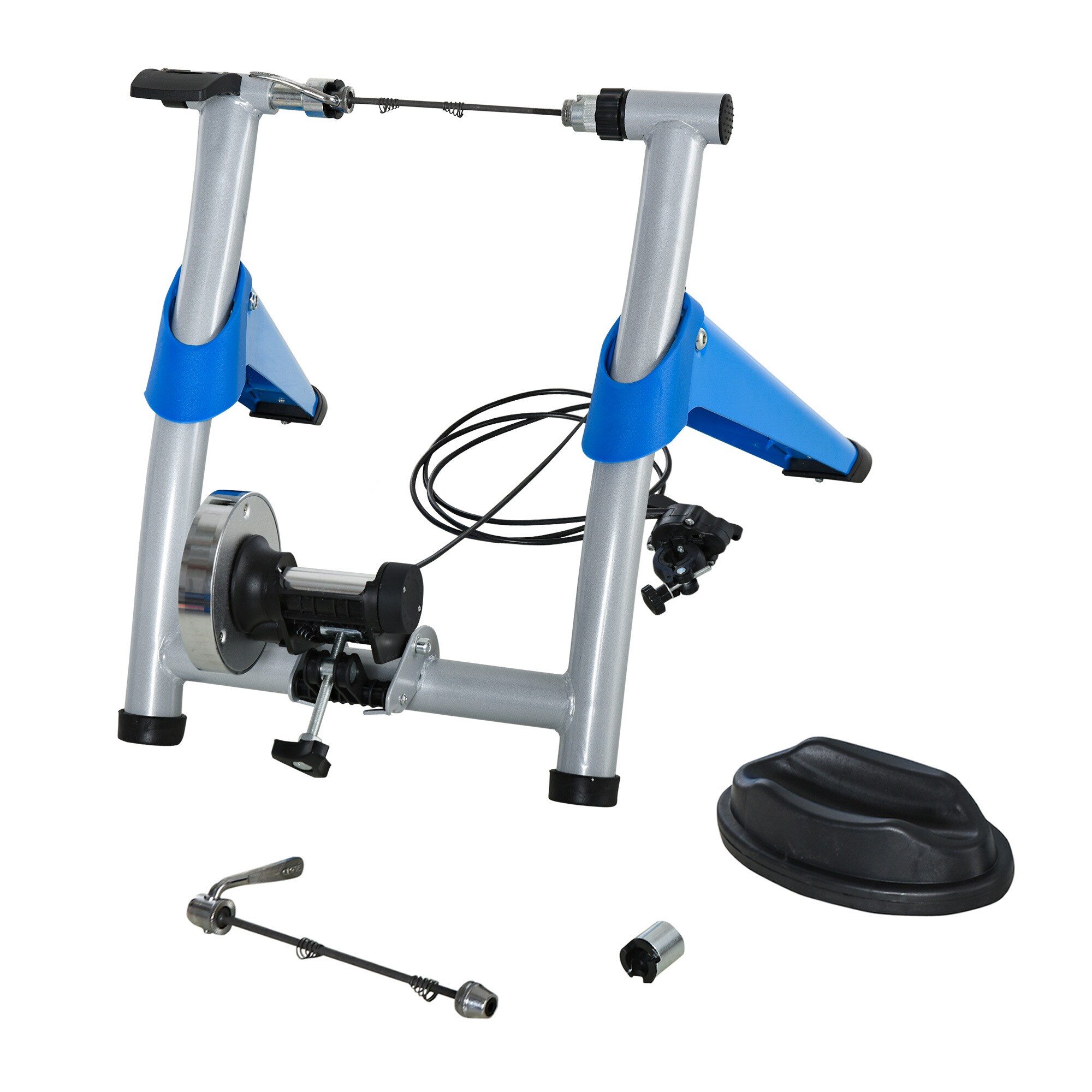 HOMCOM Fahrradtrainer mit Magnetbremse blau, silber 77 x 56 x 47,5 cm (BxTxH)