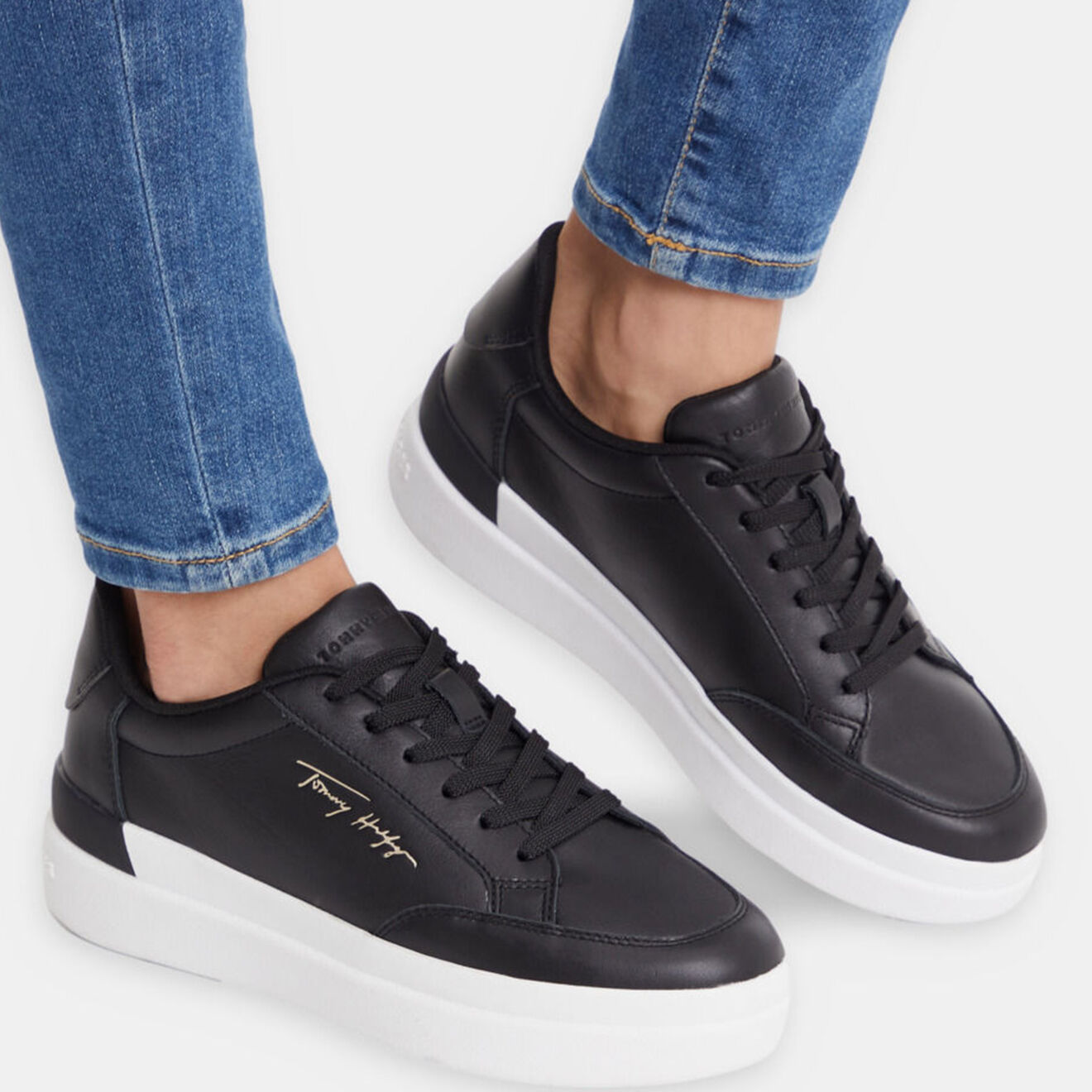 Tommy Hilfiger Baskets en Cuir Signature noires