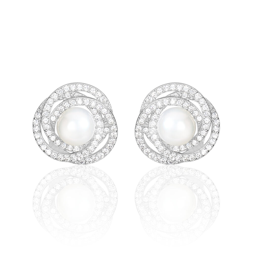 Boucles D'oreilles Pendantes Rosalina Argent  Perle Culture Et Oxyde