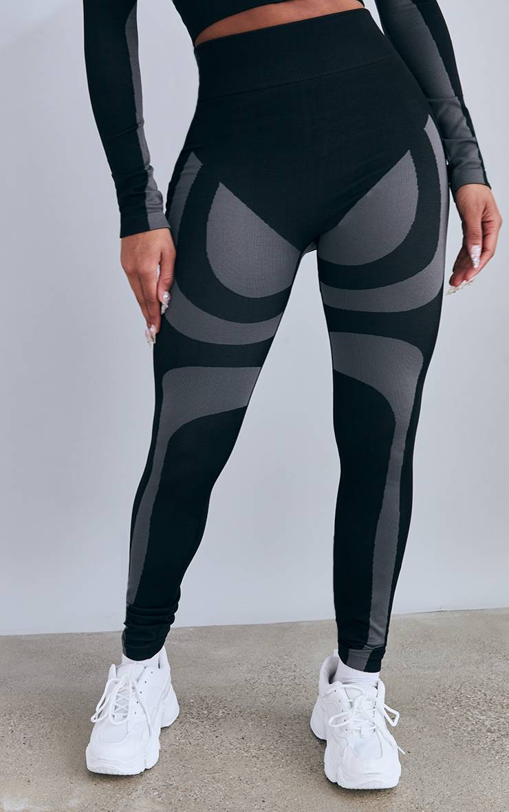 Noir Legging De Sport Contour Avec Logo Shape