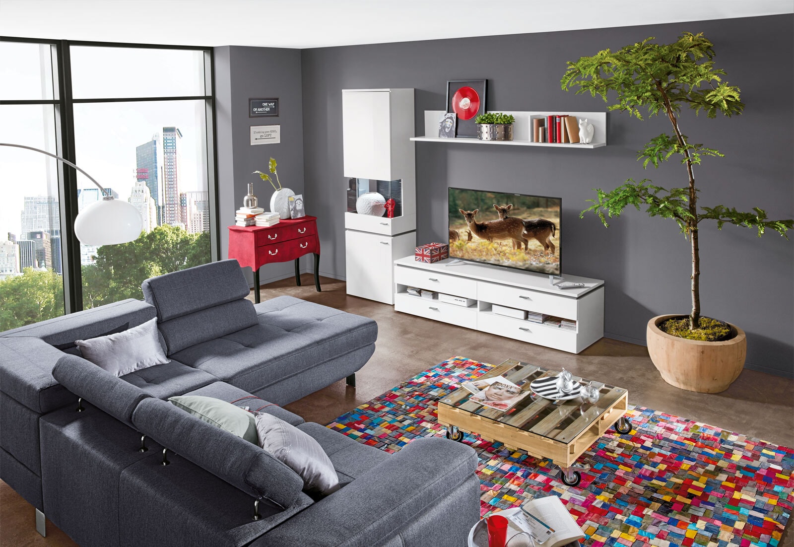 PHILL HILL Ecksofa BACKSTREET Stoffbezug Anthrazit ca. 275 x 230 cm