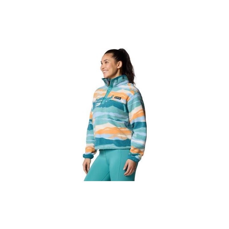 Columbia W Helvetia II Printed Cropped Half Snap Teal Rogue Valley