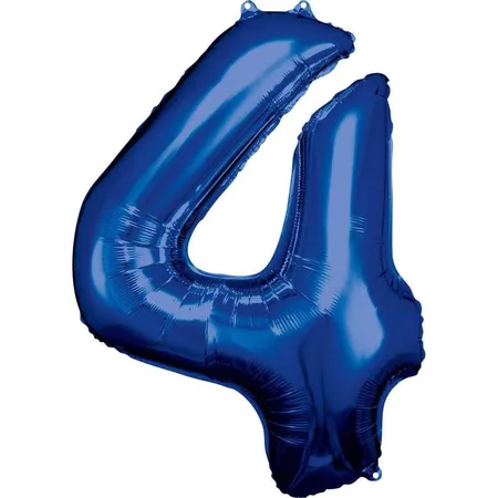 amscan Folienballon Zahl 4, blau