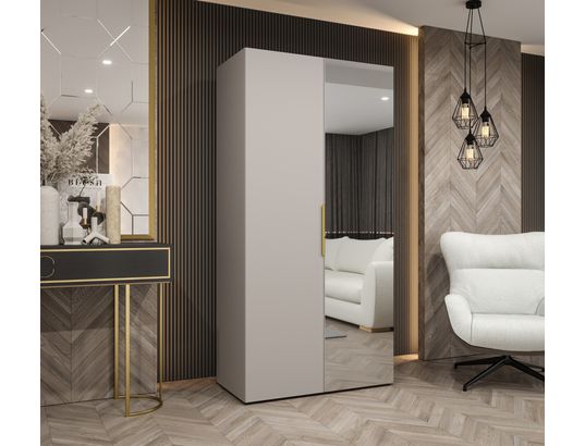 ABIKS MEUBLES - Armoire marbella 2 202/100/52 2 portes (cachemire/doré)