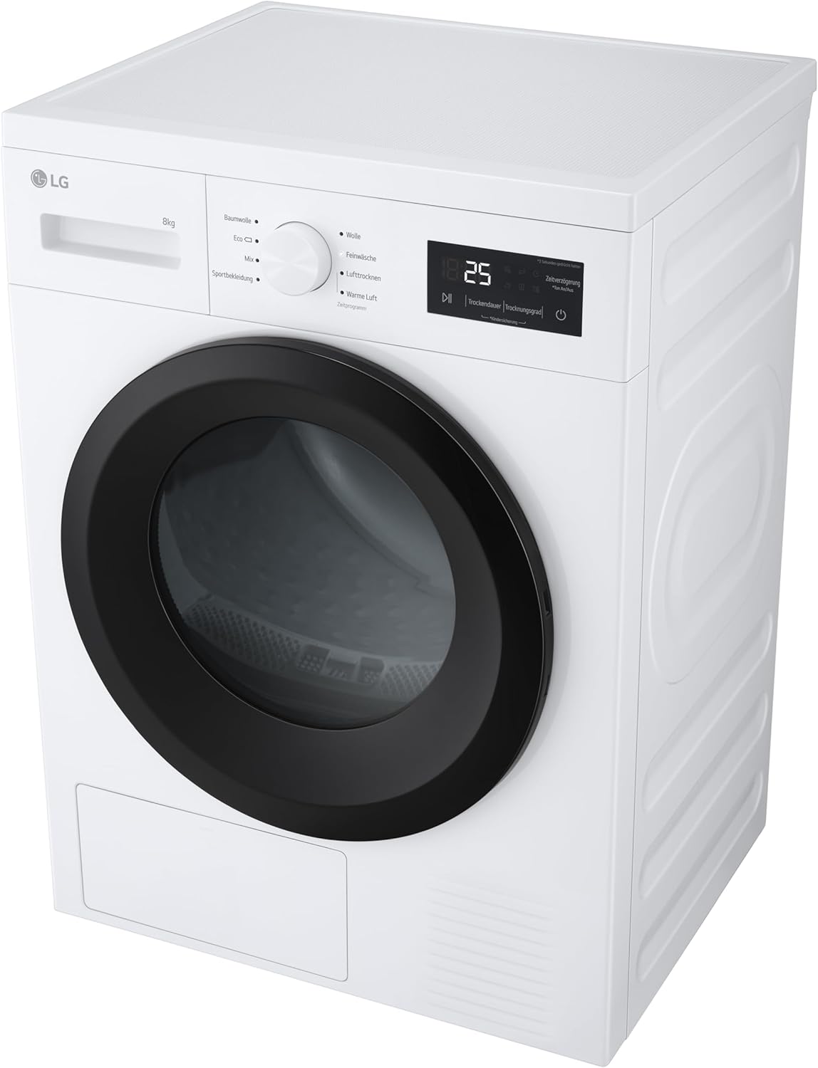 LG RT80B2 Kondenstrockner, 8 kg, Dual Inverter Wärmepumpe, Sensor Dry, LED-Touchdisplay, Startzeitvorwahl, Trommellicht, Edelstahl, 8 Programme, Weiß [Energieklasse D]