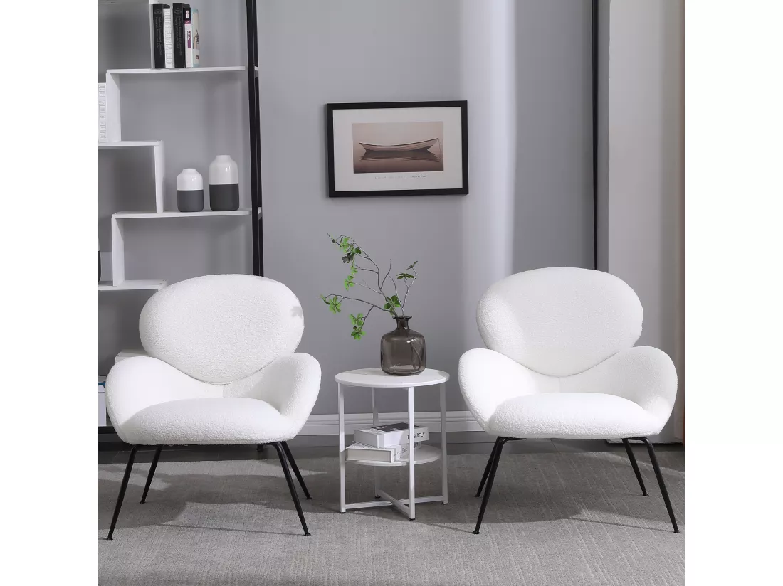 Chaise De Maquillage En Velours Teddy Avec Pieds En Métal, (blanc)