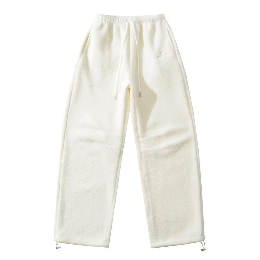 Opuscule - Fleece broek met trekkoord en geborduurde letters
