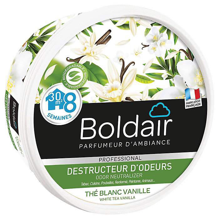 Destructeur d'odeurs thé blanc vanille Boldair 300g