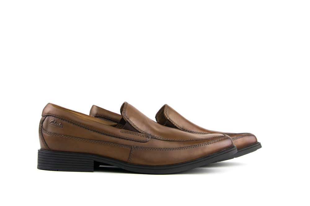 Clarks Loafers Cognac Tilden Free Dark Tan Leather