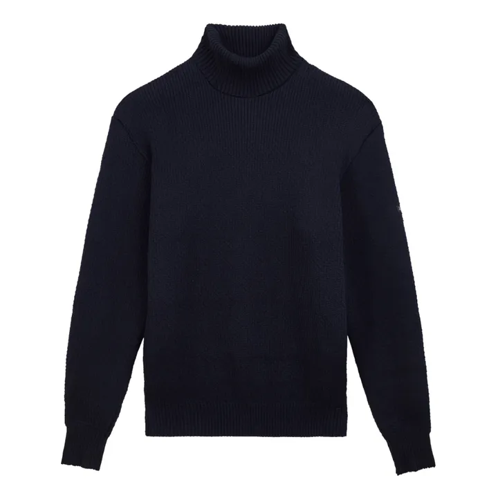Le Minor Pull Col Roulé Norvégien Laine Mérinos | Bleu marine