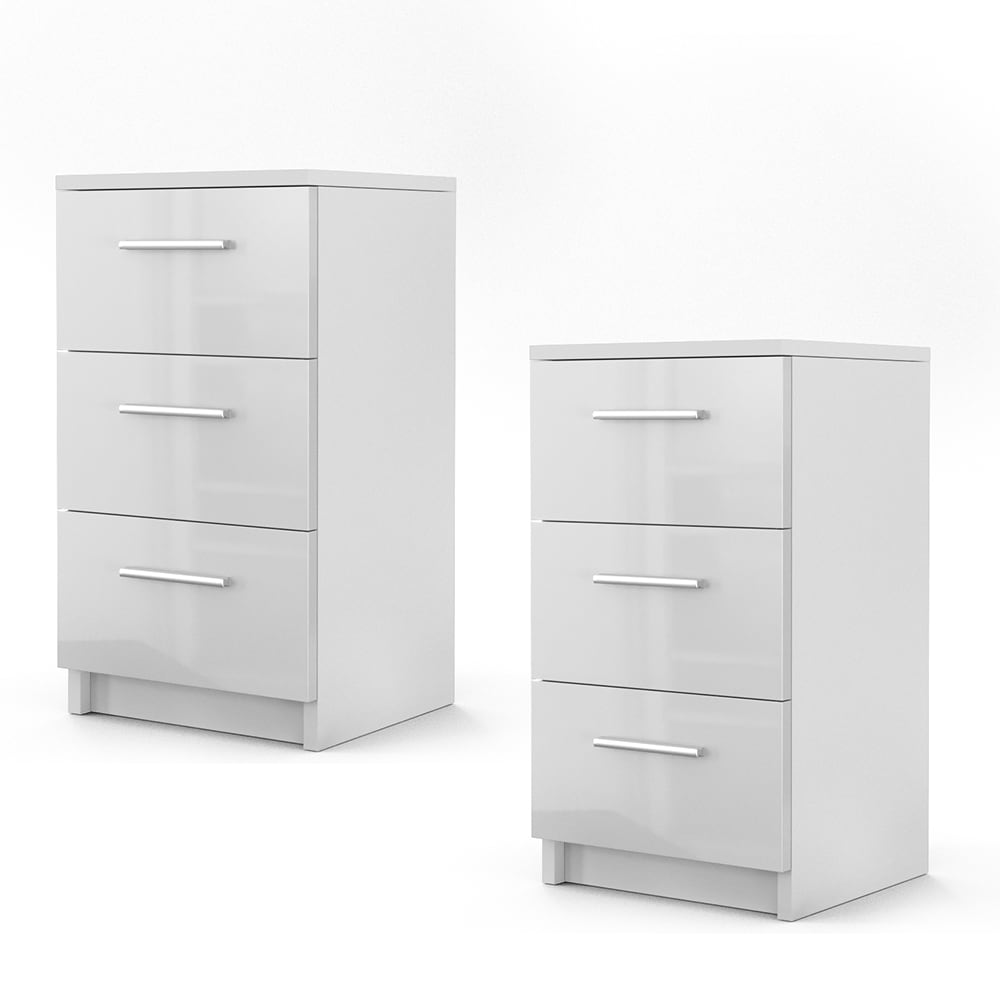 VICCO Nachtkommode Boxspringbett 2er Set 66cm hoch Nachtschrank Nachttisch Kommode weiß hochglanz