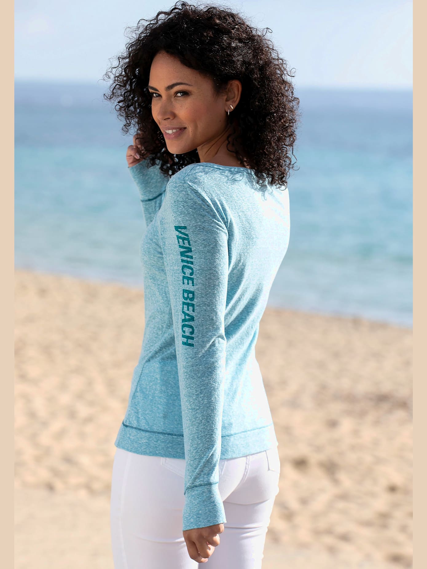 T-shirt manches longues aspect chiné tendance