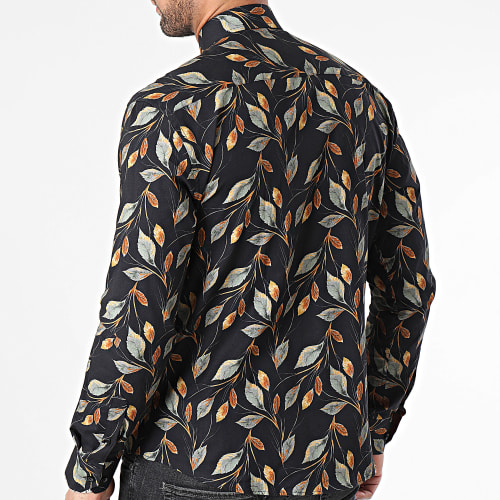 Chemise Manches Longues Noir Floral