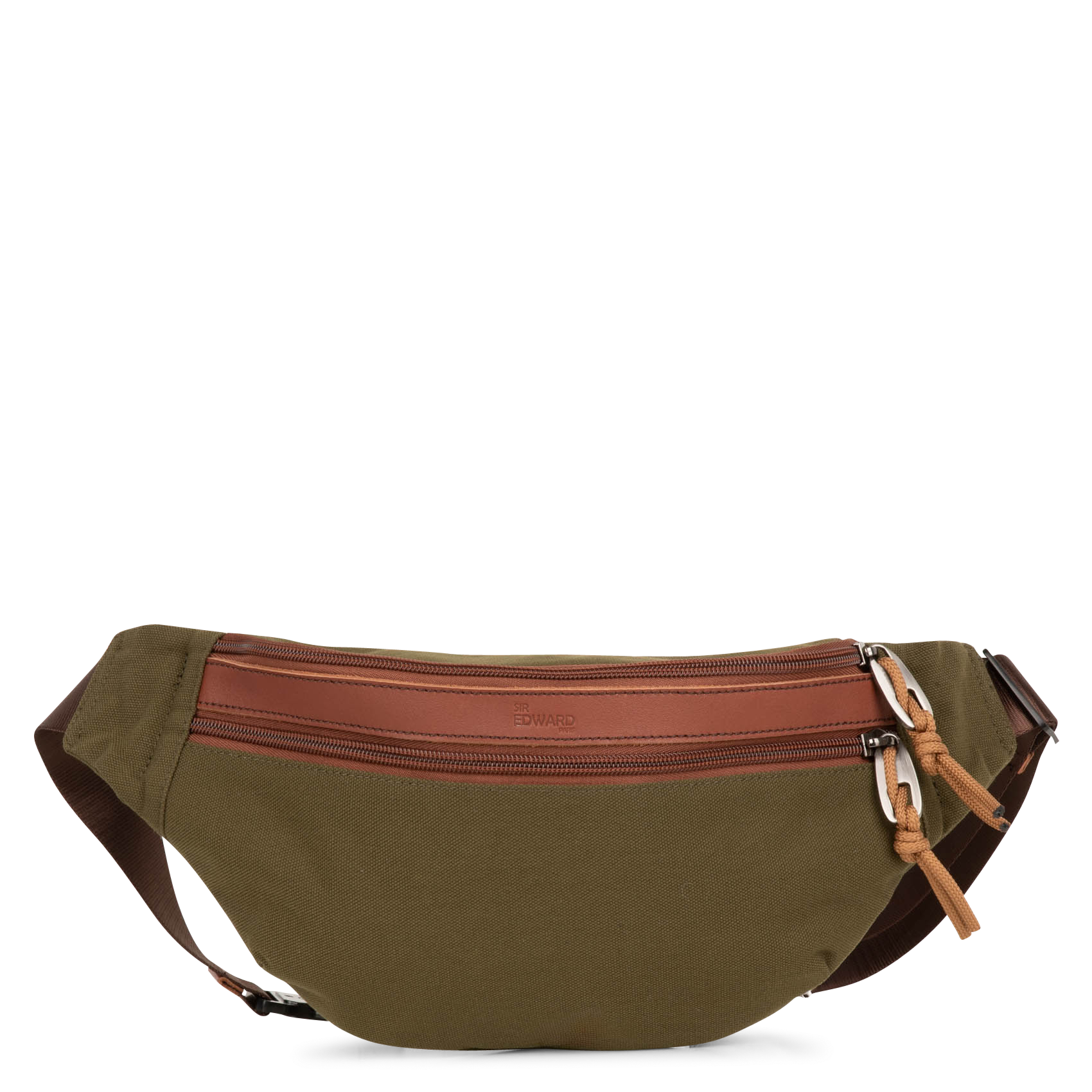 DELTA - Sac banane bi matière en cuir mélangé | Kaki