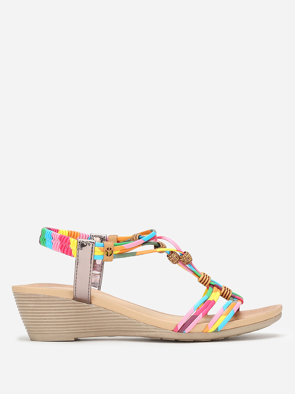 Sandales à fines brides avec perles bohèmes- Multicolore