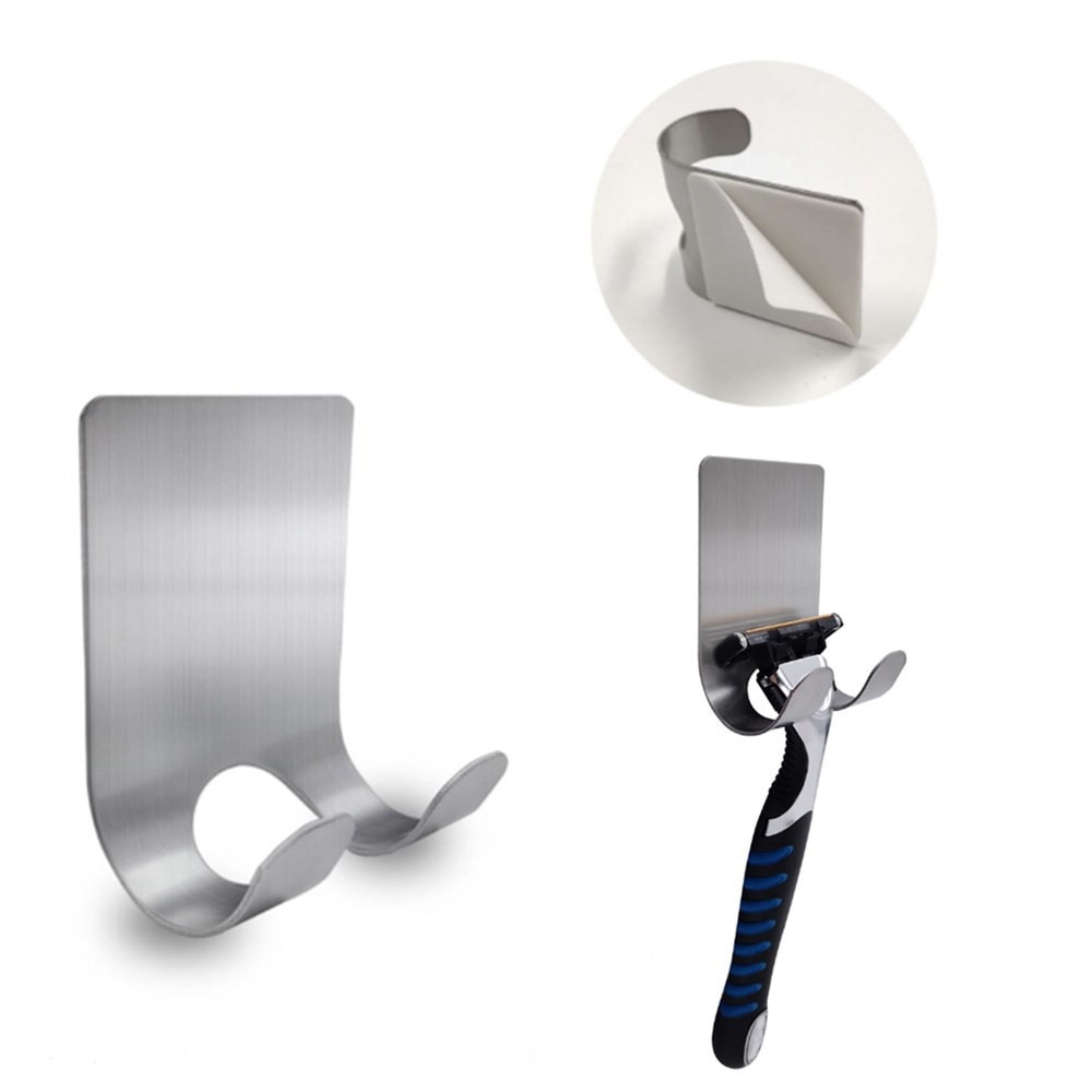 XIVADA Scheermeshaakjes - Zelfklevend - Rvs - Zilver - Set van 2