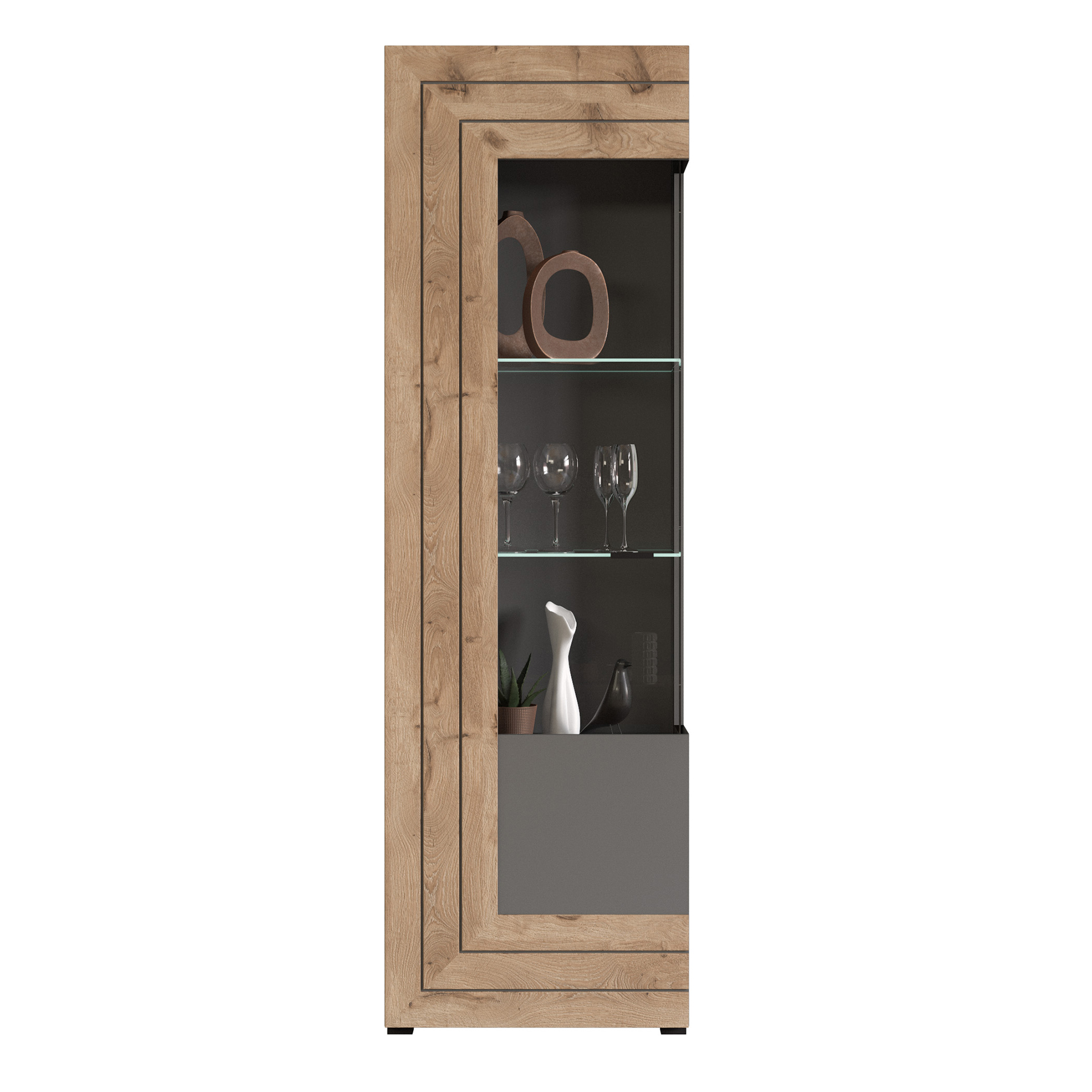 Vitrine FRENO - grau - Nox Oak - 60 cm