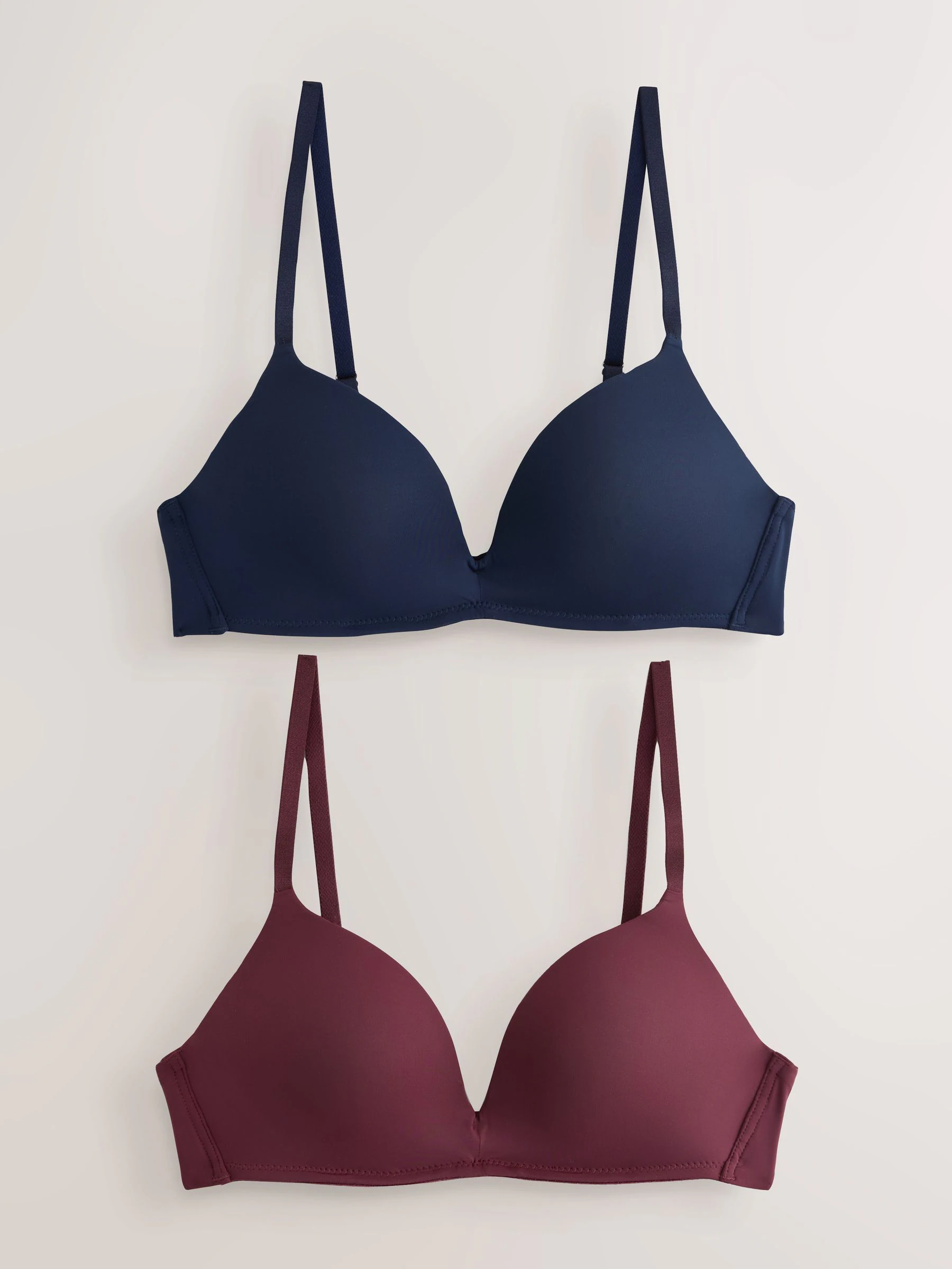 Plum/Paars marineblauw - Voorgevormde, gevoerde beha's zonder beugel, set van 2 A-E