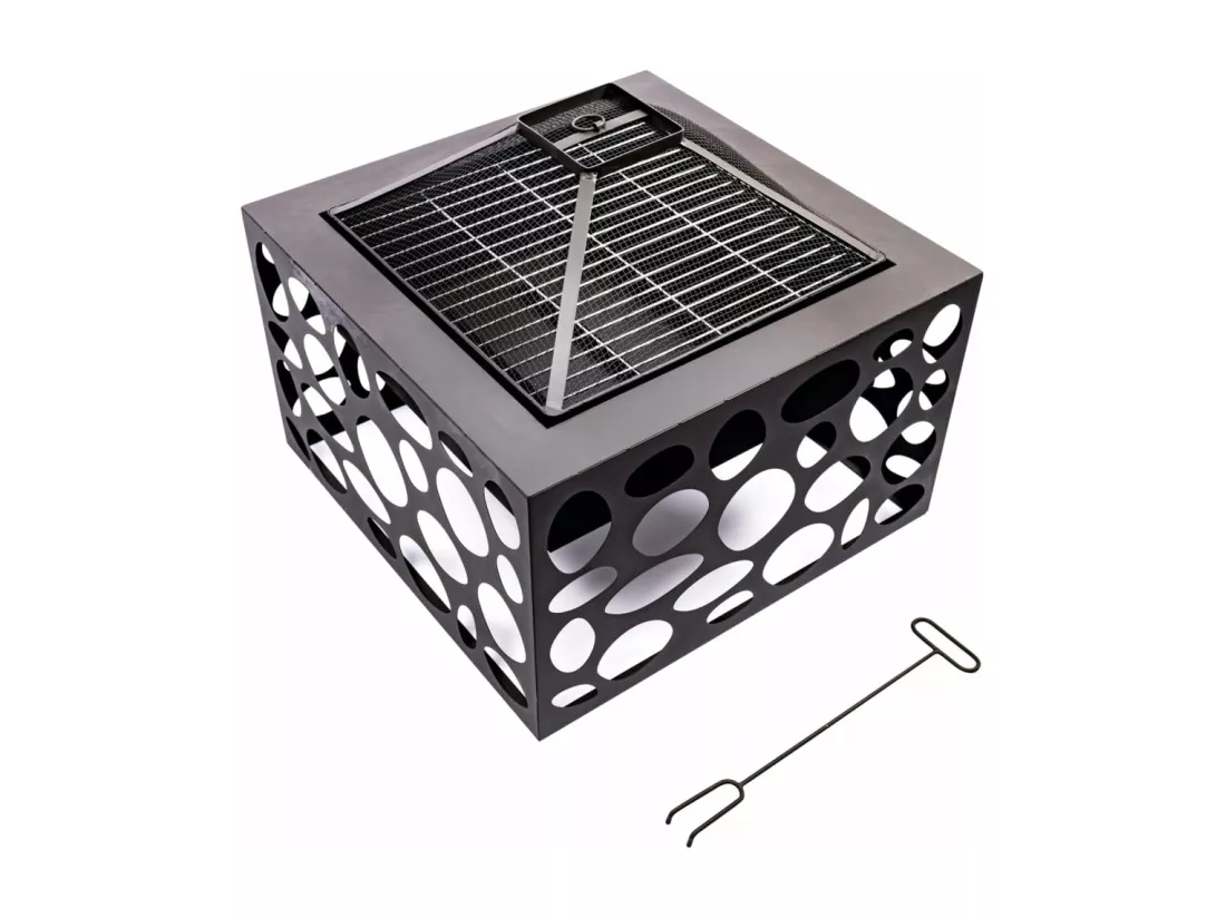 Foyer avec grille de barbecue Mikor Noir