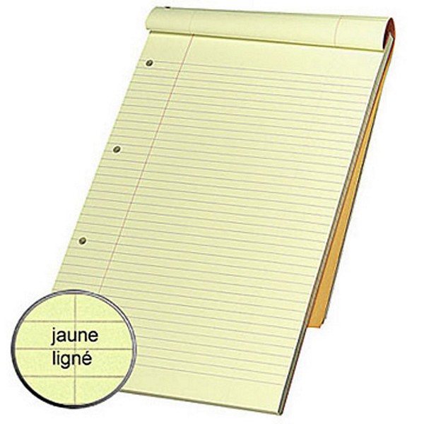 Rhodia Bloc notes orange agrafé 21 x 32 cm - ligné jaune - 80 feuilles perforées - lot de 5
