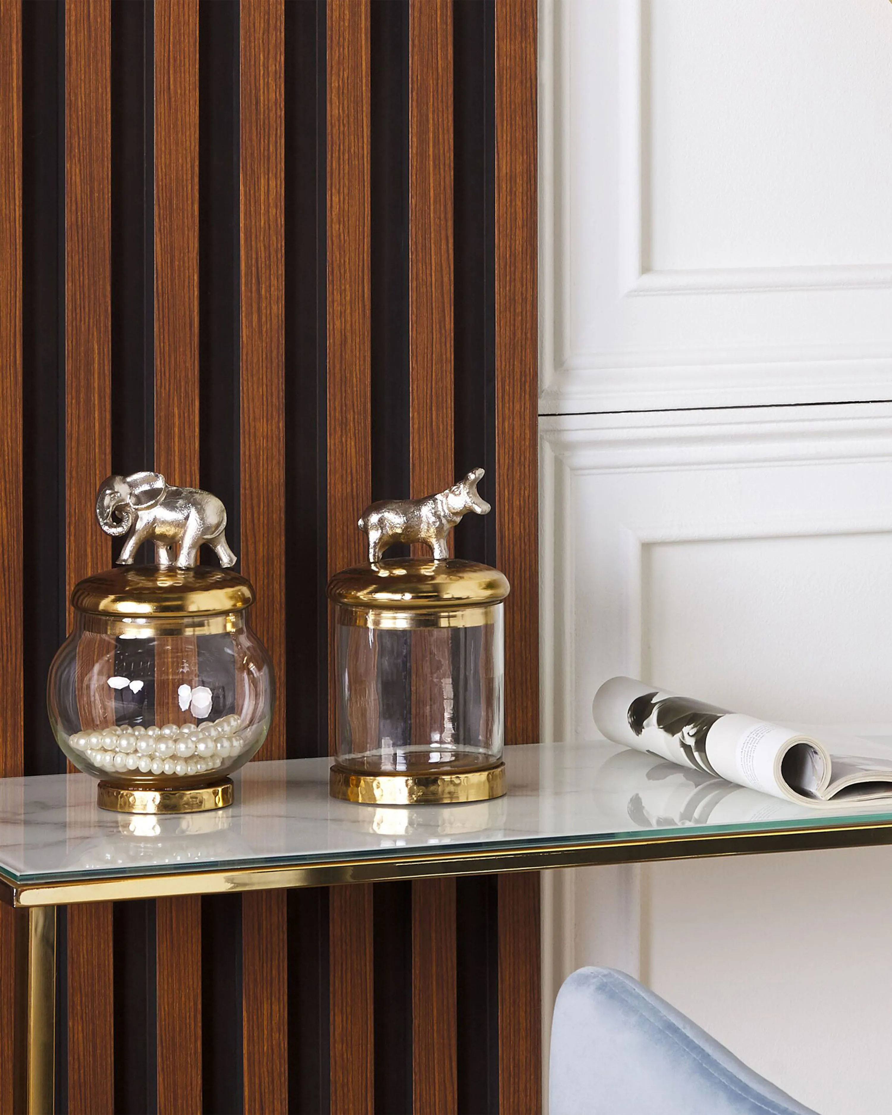 Set van 2 sieradendoosjes LAKI Glas Goud
