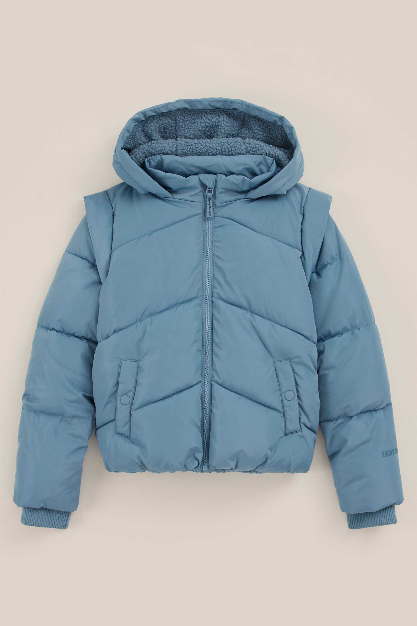 Meisjes gewatteerde jas WE Fashion Lichtblauw
