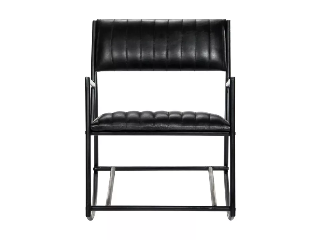 Chaise à bascule Noir Cuir véritable