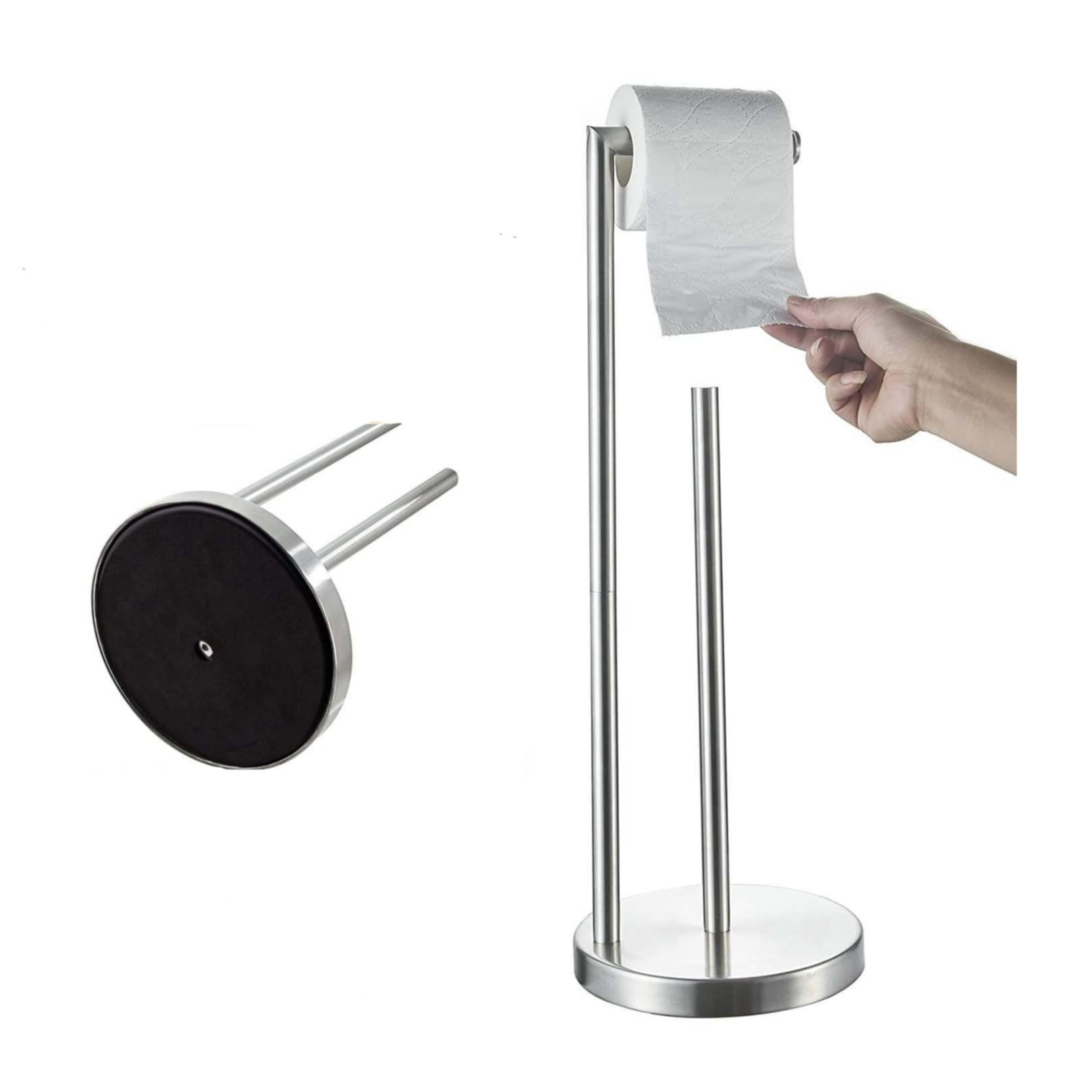 (55x17cm) Toiletten Papier Halterung Freistehender WC Papier Ständer - Silber