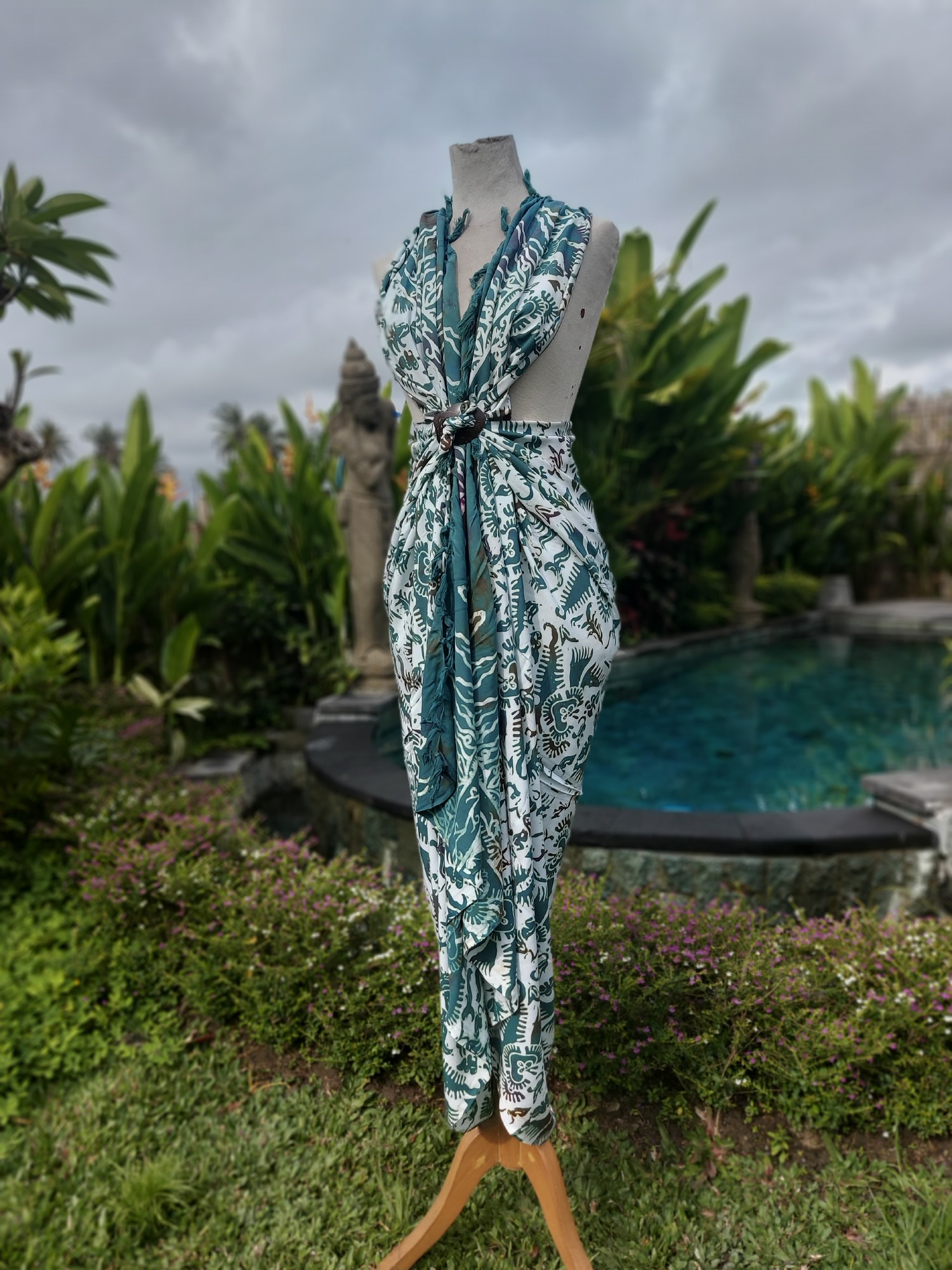 Sarong mit Kokosnuss-Schnalle, mint, weiß, braun, L 115 cm, B 225 cm günstig bestellen