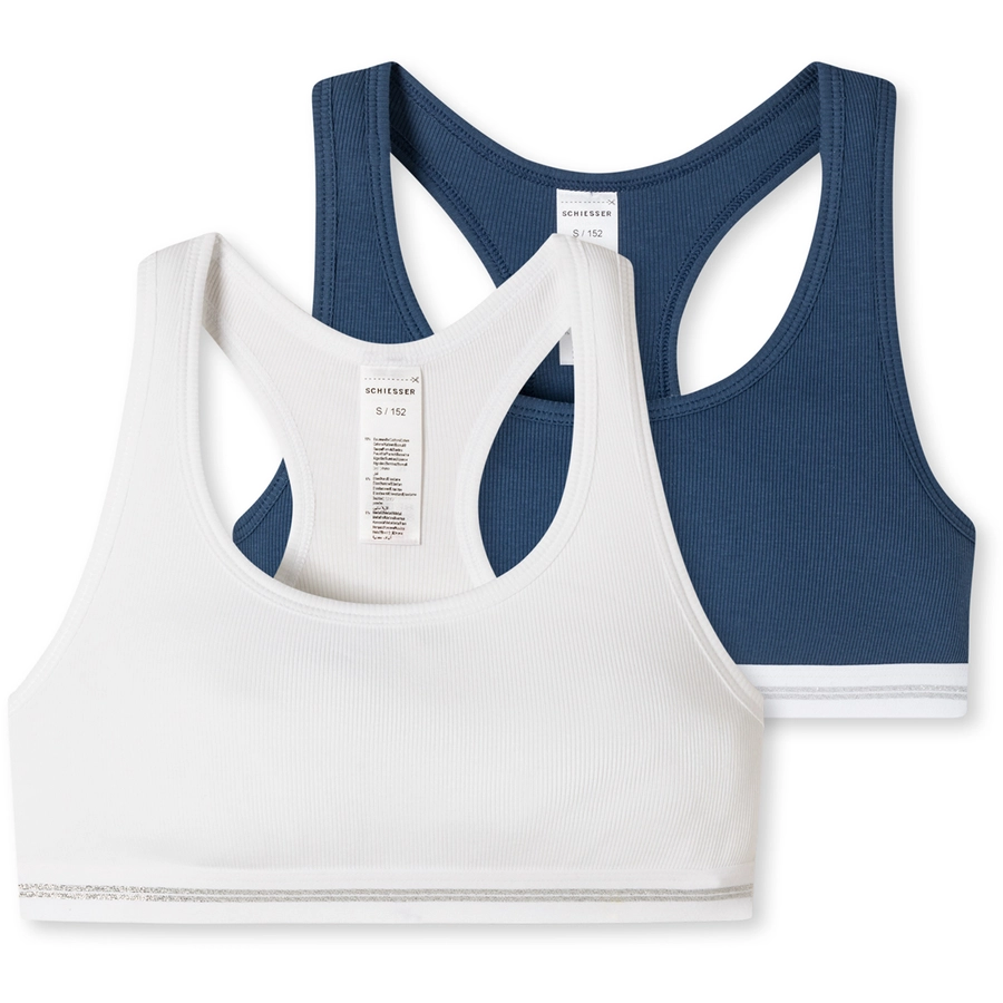 Schiesser Bustier Long Life Rib weiß, nachtblau