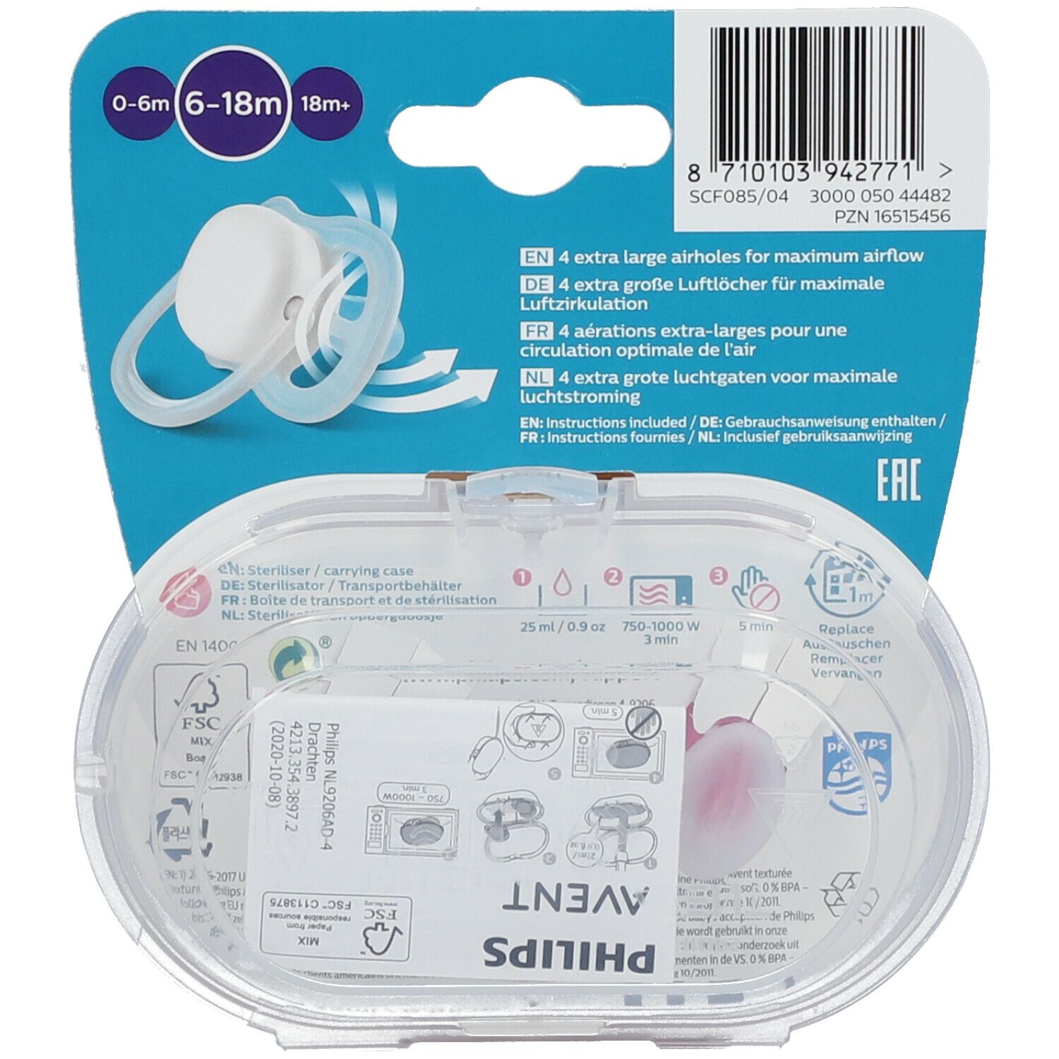 PHILIPS Avent Ultra Air Schnuller 6-18 Monate, Wal/ Seestern
