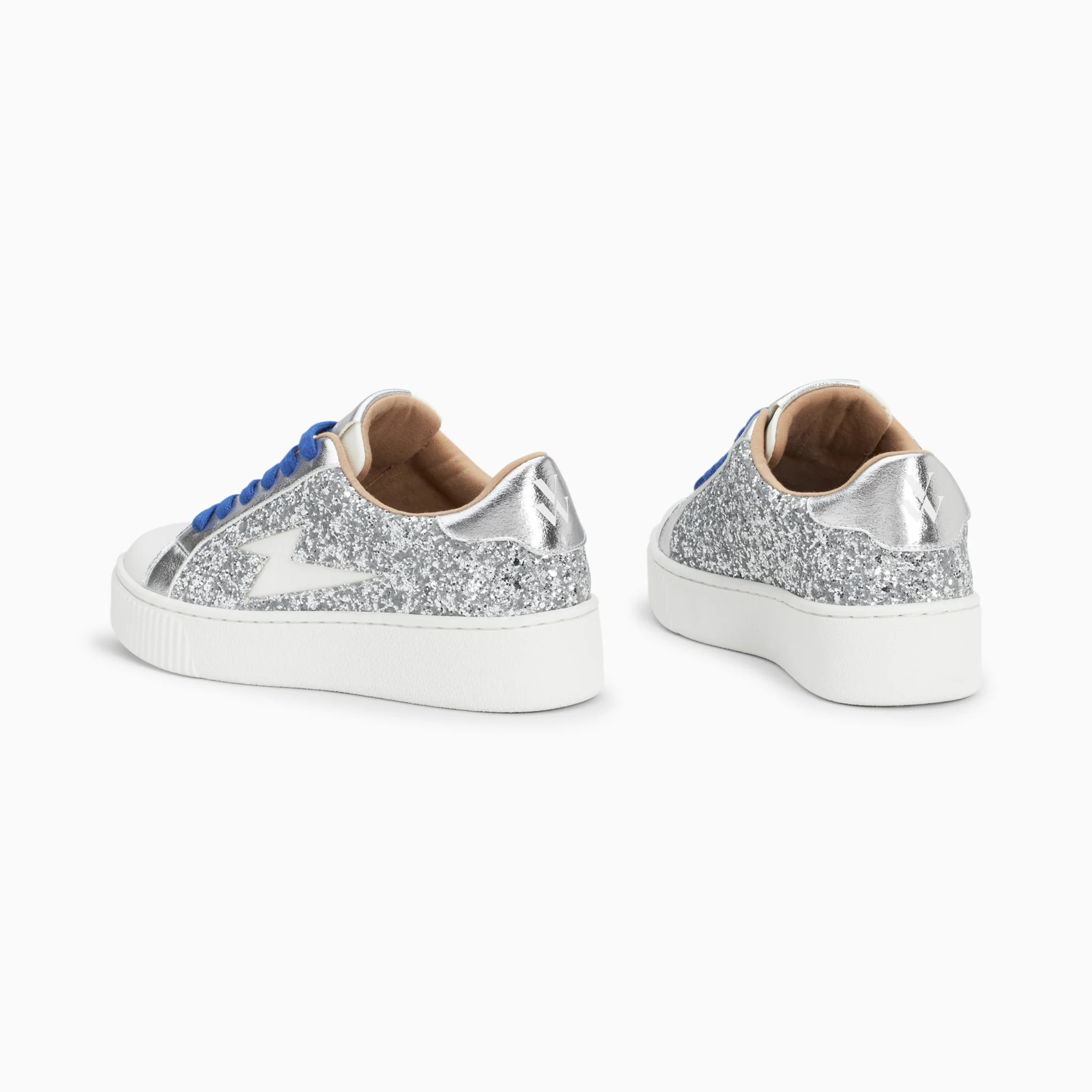 Sneakers-Baskets éclair Elise argent pailleté à lacets