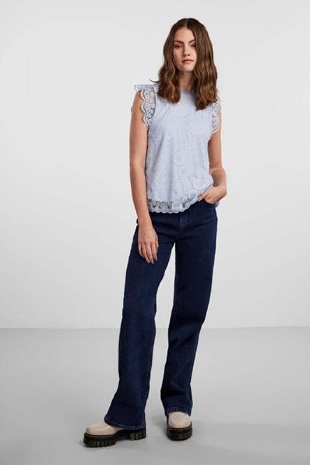Pieces Pcolline Sl Lace Top 3861682 kentucky blue