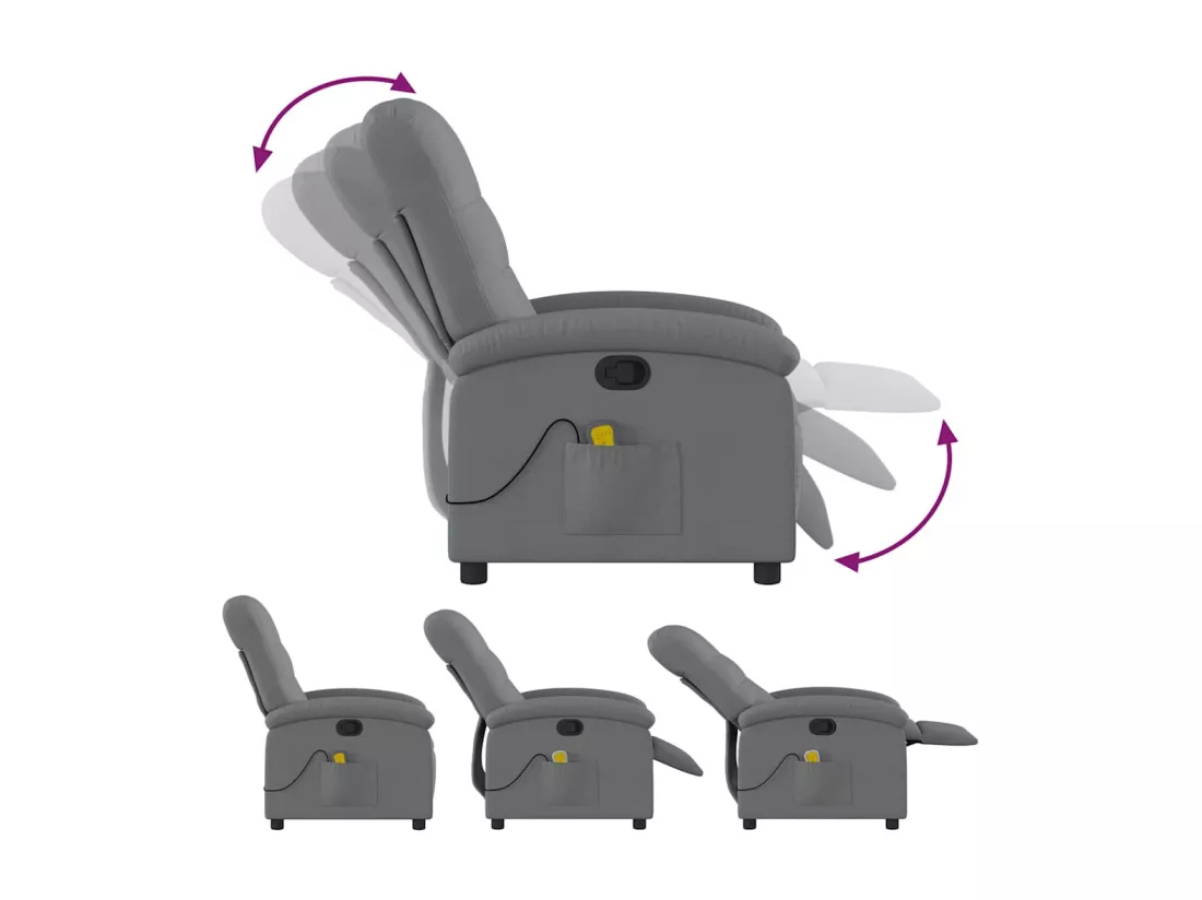 Fauteuil de massage inclinable Gris foncé Tissu