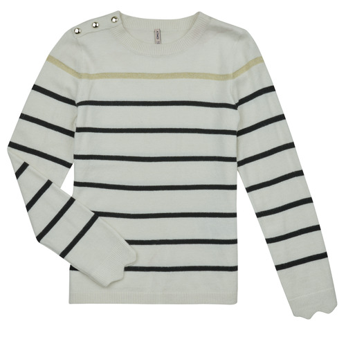 Only - KOGELISA LS BUTTON O-NECK CS KNT - Blanc