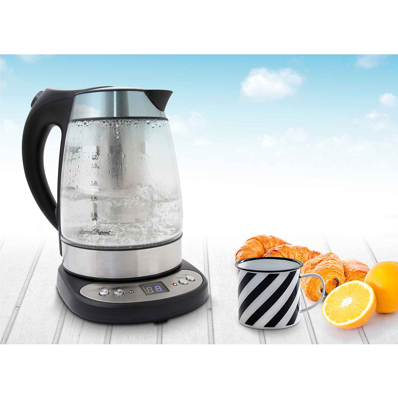 Kitchencook Bouilloire électrique en verre avec LED multicolore - 1.7 L