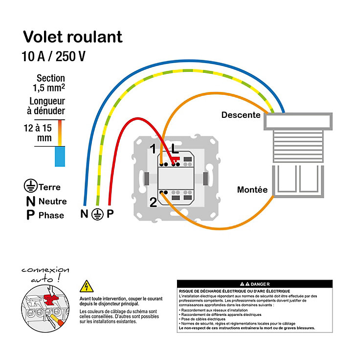 Mécanisme interrupteur va-et-vient de volet roulant Schneider Electric Unica Déco anthracite