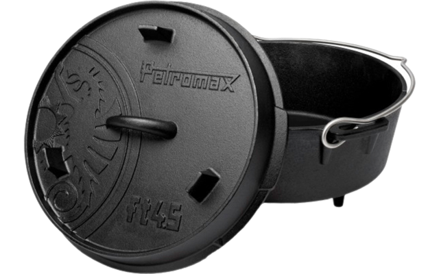 Petromax Dutch Oven Feuertopf aus Gusseisen mit Deckel und Standfüßen 3,5 Liter