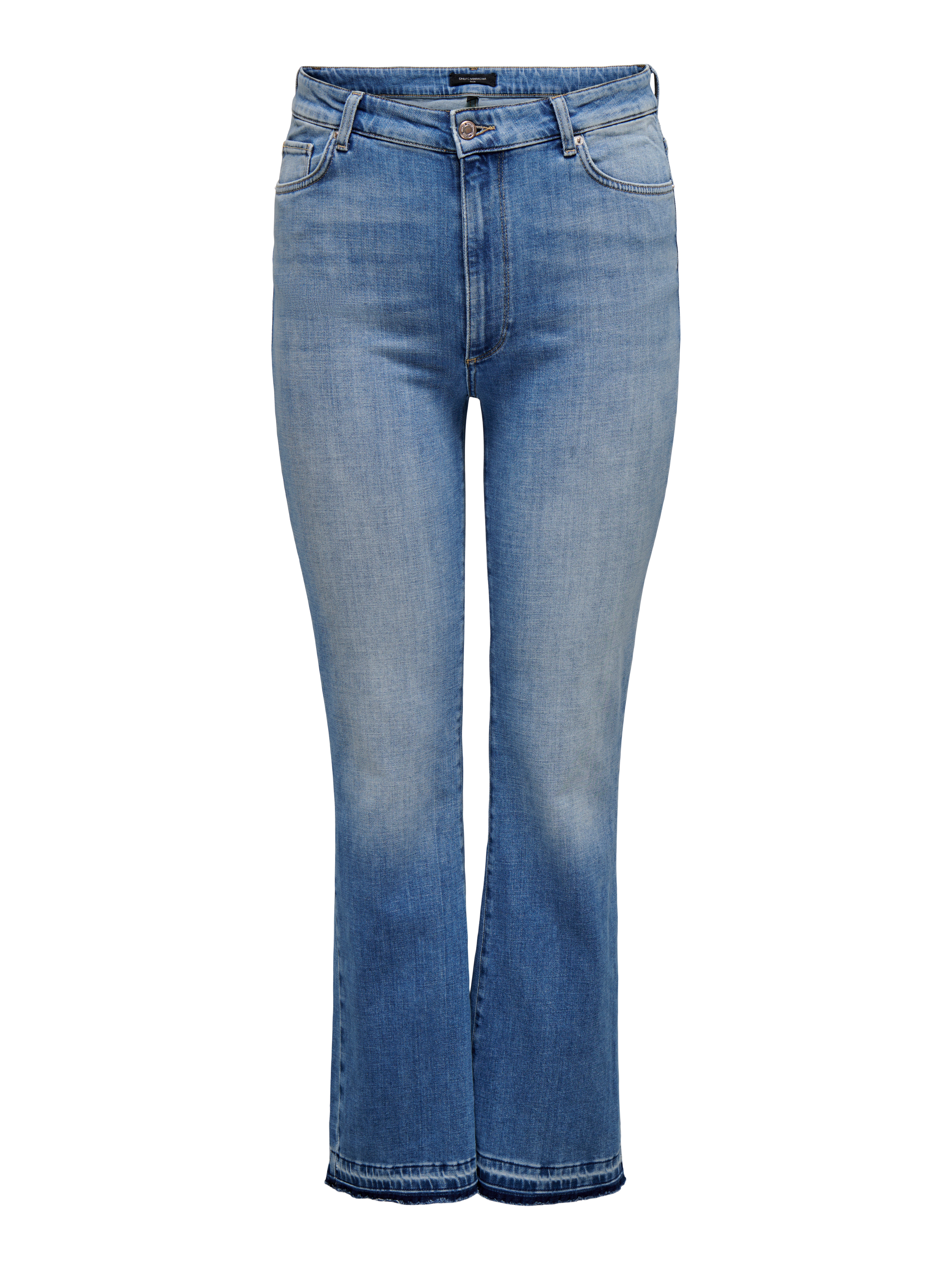 CARINDIA Hohe Taille Ausgestellt Jeans Medium Blue Denim