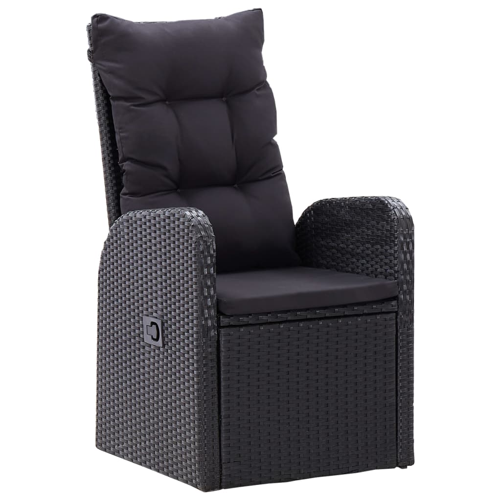 Mobilier de salle à manger de jardin avec coussins 7 pièces noir