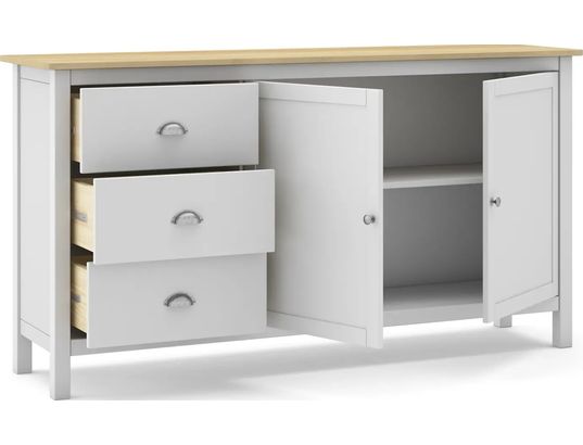 CONCEPT1 - Bahut Buffet Misti 2P3T blanc chêne 150 x 40 x h80,5cm