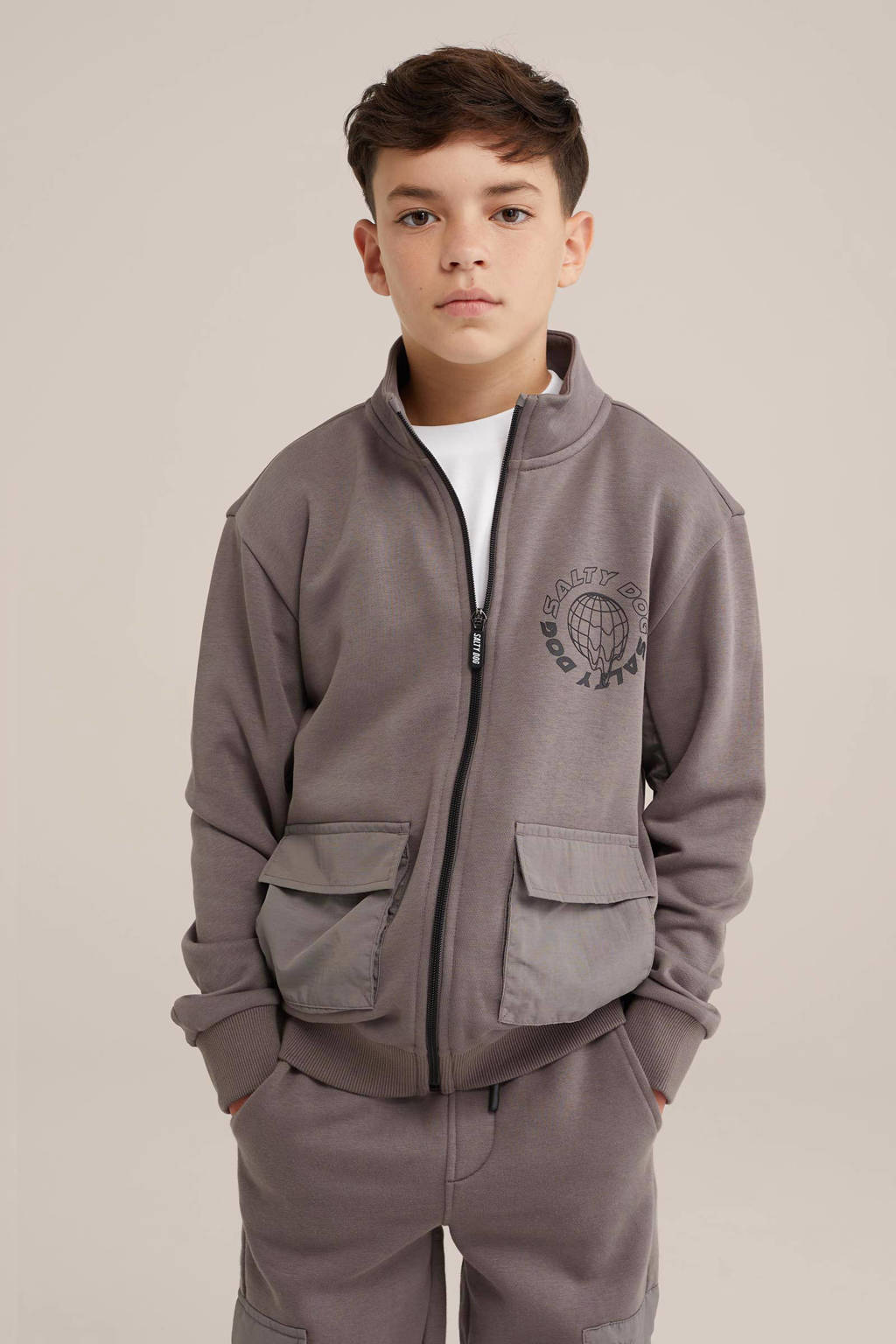 WE Fashion sweatvest grijs