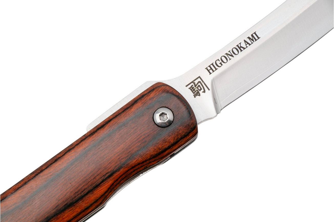 Higonokami zakmes 8 cm HIGOLNRBR Linerlock Mahogany, gelamineerd staal