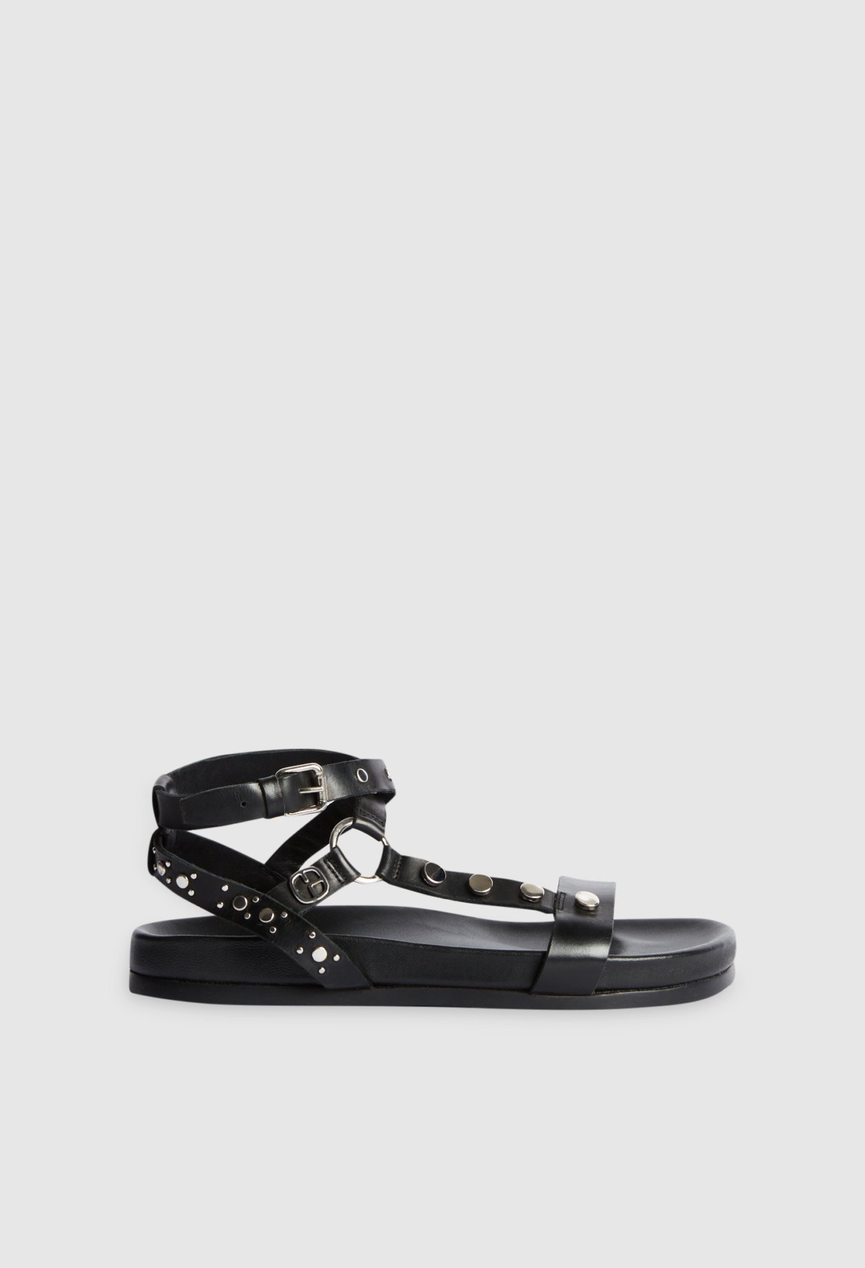 Sandales cloutees cuir noir