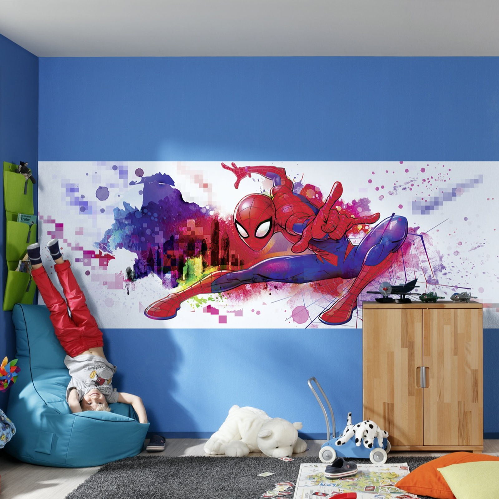 Papier-Fototapete SPIDER-MAN GRAFFITI ART - bunt - 368x127 cm