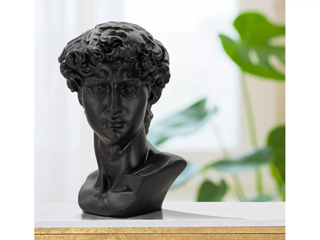 SCULPTURE TÊTE ANCIENNE NOIRE 44X35,5X60 CM