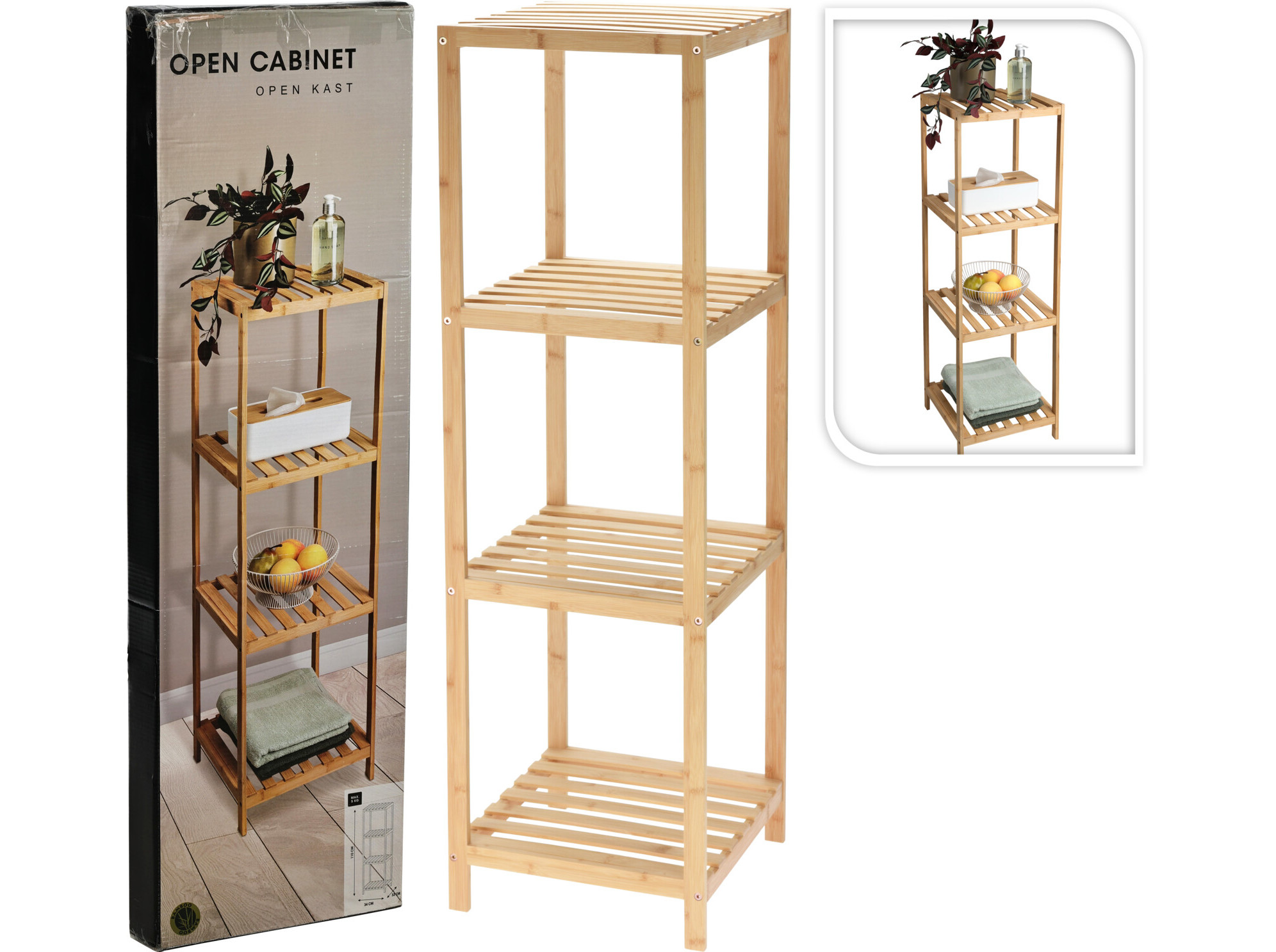 ESTANTE EM BAMBU 34X33X110CM